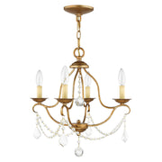 Chesterfield 4-Light Chandelier in Hand Applied Antique Gold Leaf