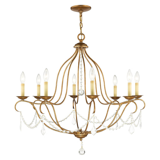 Chesterfield 8-Light Chandelier in Hand Applied Antique Gold Leaf
