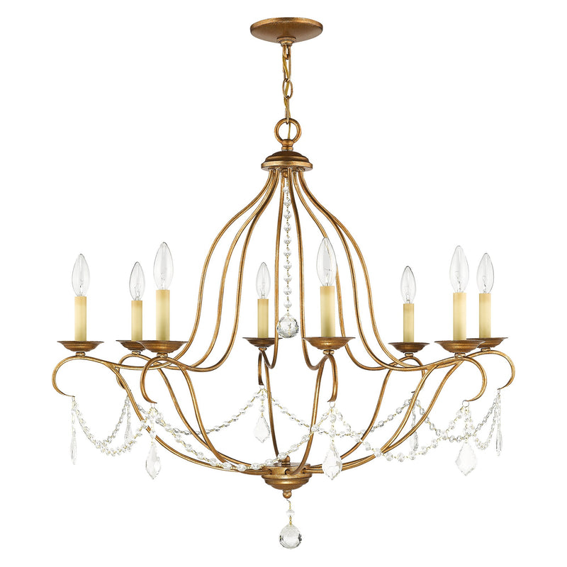 Chesterfield 8-Light Chandelier in Hand Applied Antique Gold Leaf