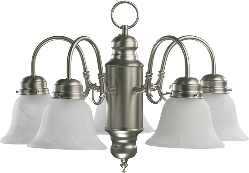 5 Light Faux Alabaster Chandelier in Satin Nickel