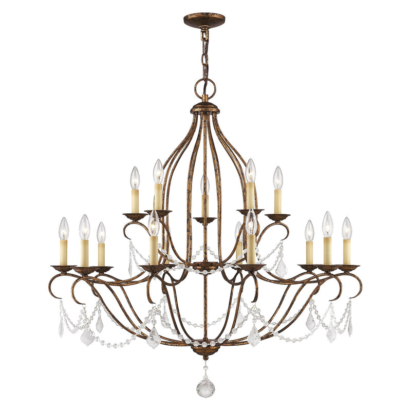 Chesterfield 15-Light Foyer Chandelier in Hand Applied Venetian Golden Bronze