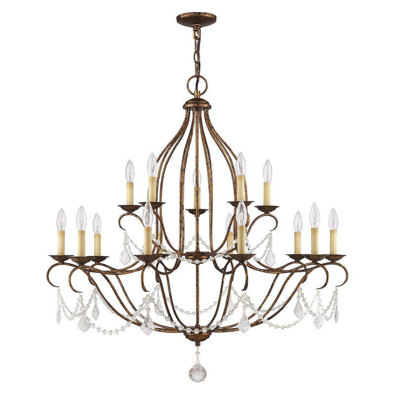 Chesterfield 15-Light Foyer Chandelier in Hand Applied Venetian Golden Bronze