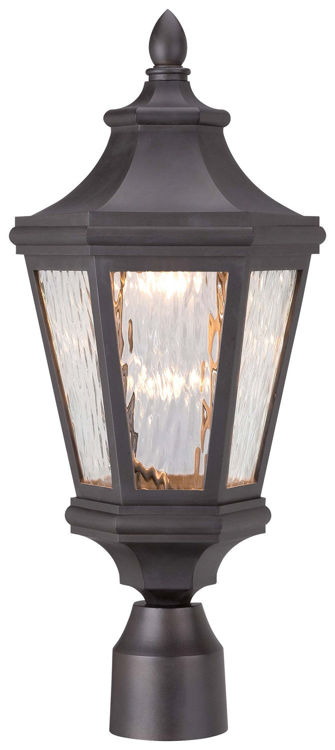 Hanford Pointe 1-Light Outdoor LED Post Mount Lantern in Oil Rubbed Bronze & Clear Water Glass