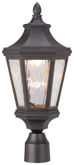 Hanford Pointe 1-Light Outdoor LED Post Mount Lantern in Oil Rubbed Bronze & Clear Water Glass