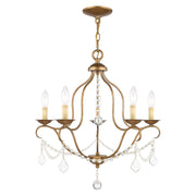 Chesterfield 5-Light Chandelier in Hand Applied Antique Gold Leaf