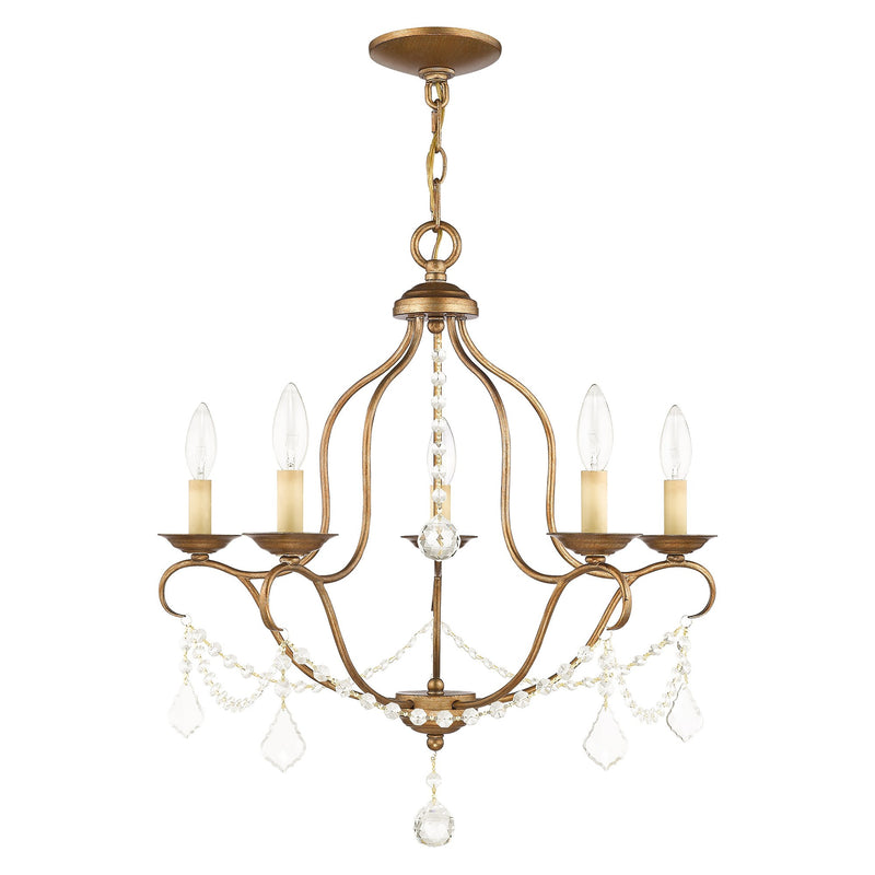 Chesterfield 5-Light Chandelier in Hand Applied Antique Gold Leaf