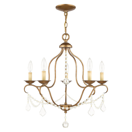 Chesterfield 5-Light Chandelier in Hand Applied Antique Gold Leaf