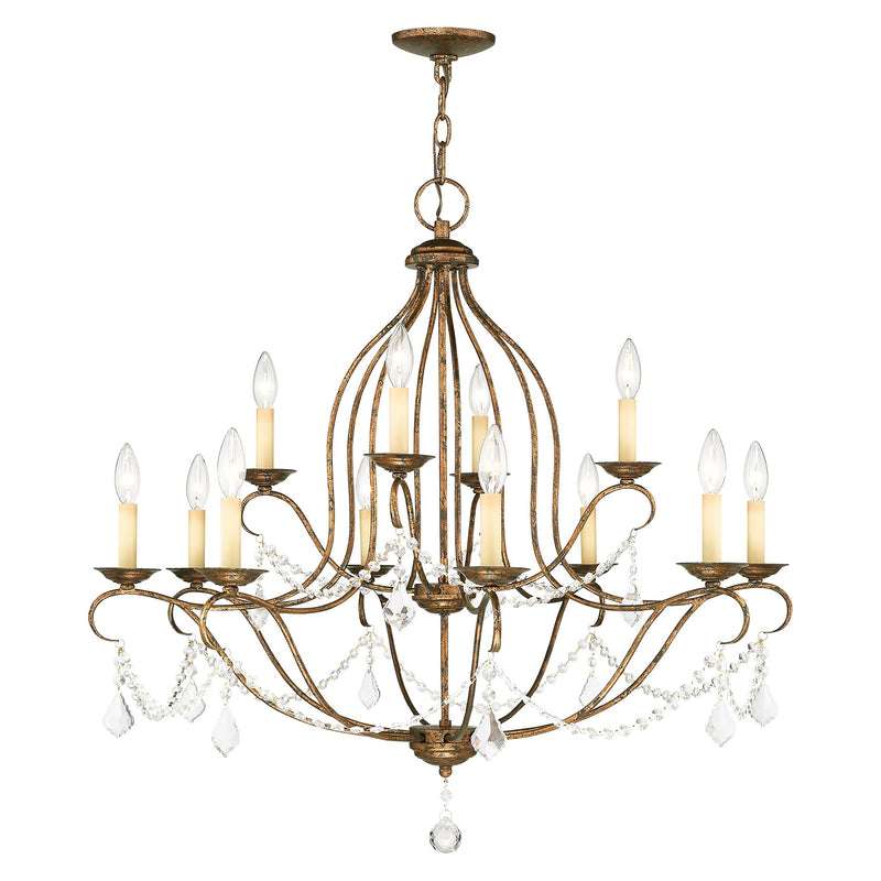 Chesterfield 12-Light Chandelier in Hand Applied Venetian Golden Bronze