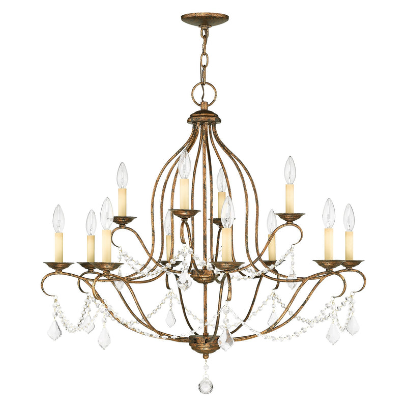 Chesterfield 12-Light Chandelier in Hand Applied Venetian Golden Bronze