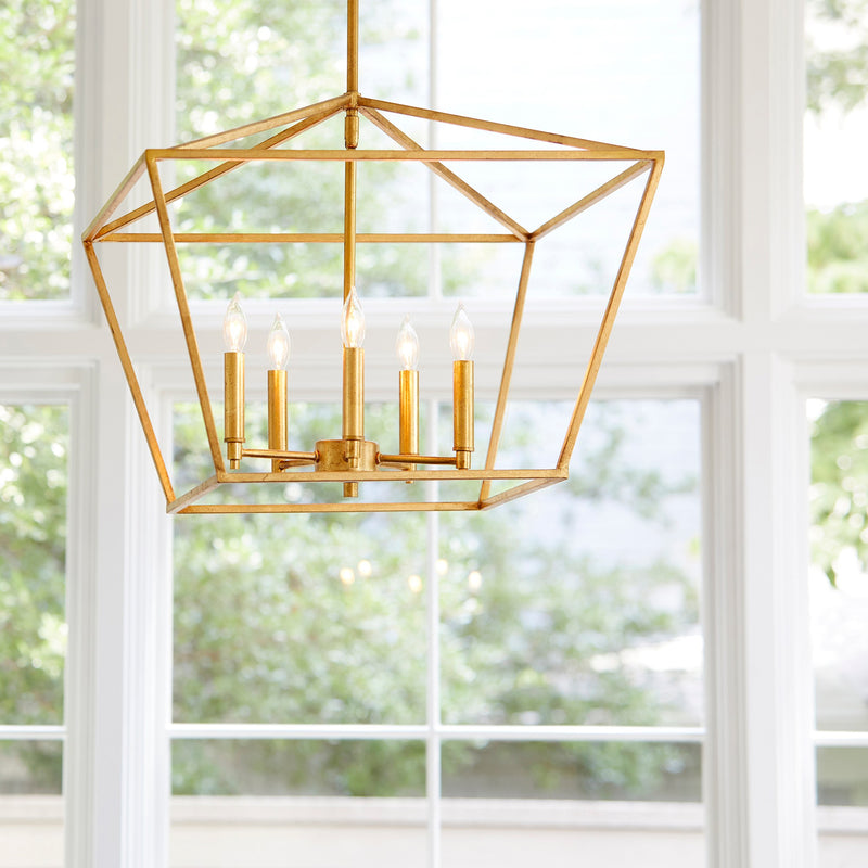 Gabriel 5 Light Chandelier in Gold Leaf