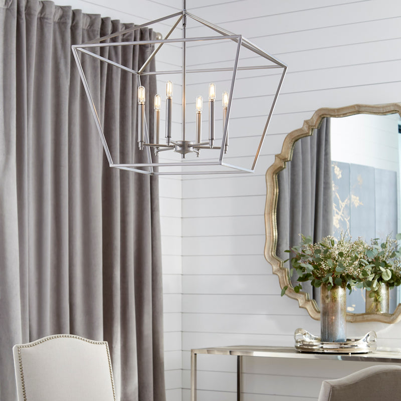Gabriel 6 Light Chandelier in Classic Nickel