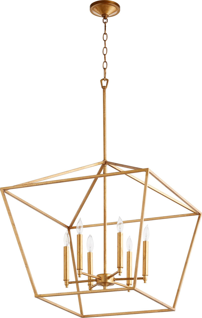 Gabriel 6 Light Chandelier in Gold Leaf