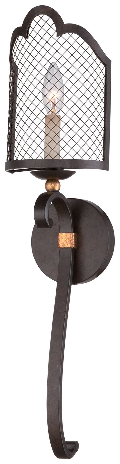 Cortona Wall Sconce in French Bronze with Gold Leaf Highlights