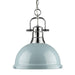 Duncan 1-Light Pendant with Chain in Chrome with Seafoam Shade