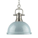 Duncan 1-Light Pendant with Chain in Pewter with Seafoam Shade