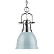 Duncan Small Pendant with Chain in Chrome with Seafoam Shade
