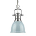 Duncan Small Pendant with Chain in Chrome with Seafoam Shade