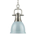 Duncan Small Pendant with Chain in Pewter with Seafoam Shade
