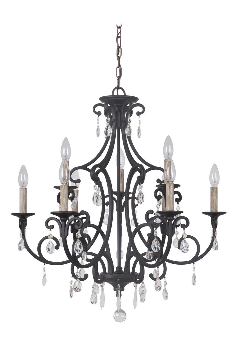 38929-MBK- Bentley 9-Light Chandelier in Matte Black by Craftmade