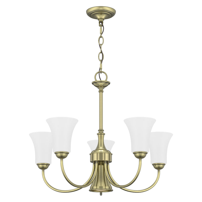 Ridgedale 5-Light Chandelier with Downlight in Antique Brass