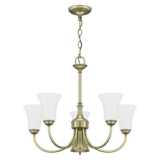 Ridgedale 5-Light Chandelier with Downlight in Antique Brass