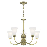 Ridgedale 5-Light Chandelier with Downlight in Antique Brass