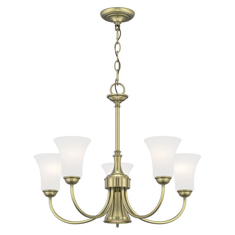 Ridgedale 5-Light Chandelier with Downlight in Antique Brass