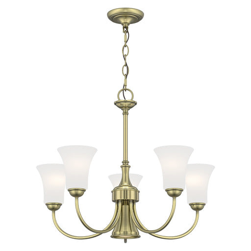 Ridgedale 5-Light Chandelier with Downlight in Antique Brass