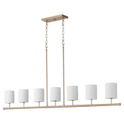 Harmony 7 Light Linear Chandelier in Aged Brass