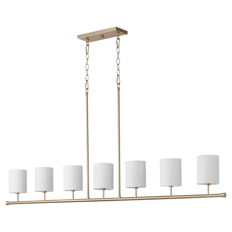 Harmony 7 Light Linear Chandelier in Aged Brass