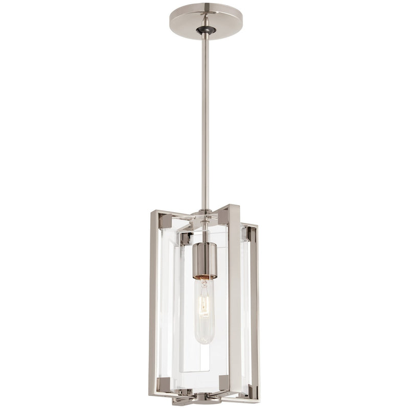 Crystal-Clear Mini Pendant in Polished Nickel