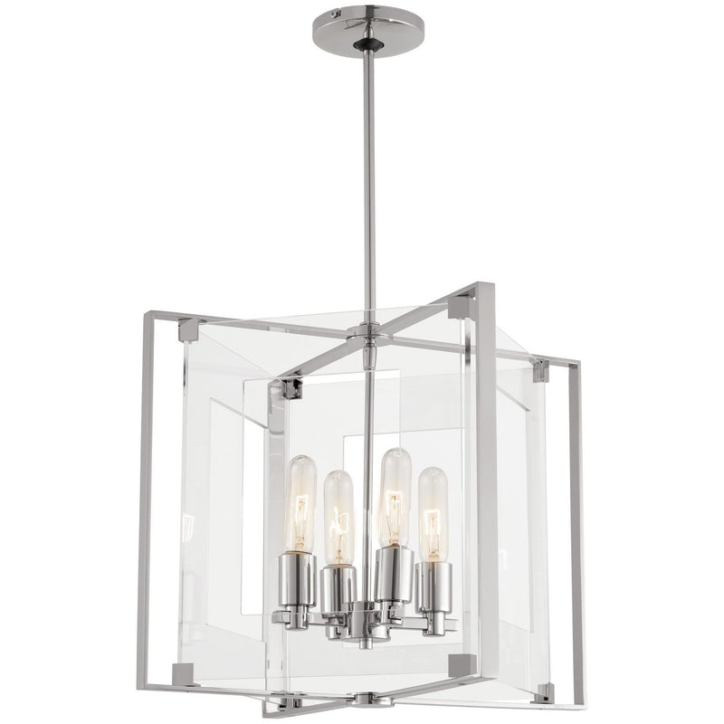 Crystal-Clear 4-Light Chandelier in Polished Nickel