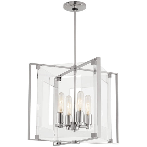 Crystal-Clear 4-Light Chandelier in Polished Nickel