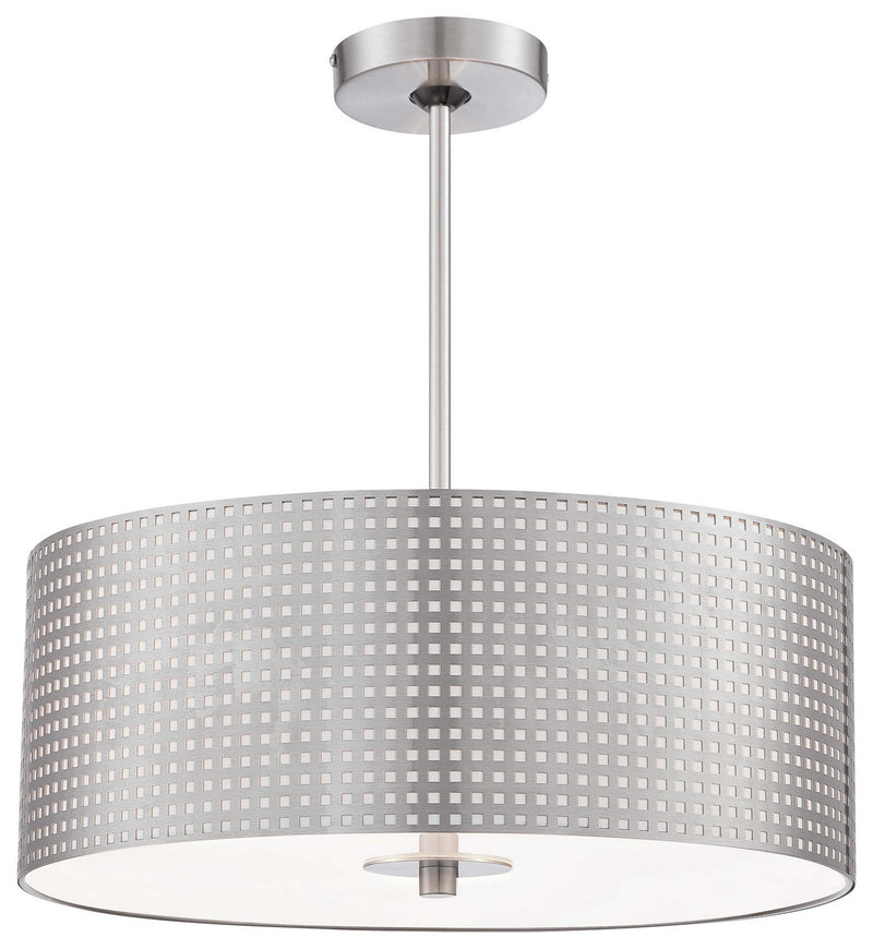 Grid 3-Light Drum Pendant in Brushed Nickel - Lamps Expo