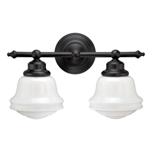 Huntley 2-Light Vanity in Oil Rubbed Bronze with Milk Glass