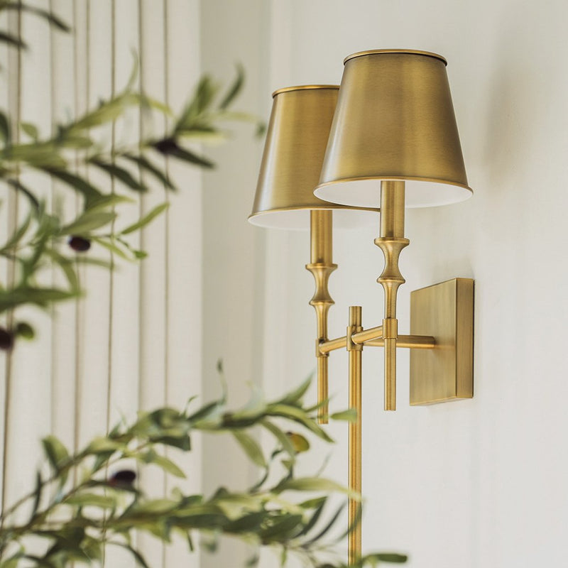 Whitney 2-Light Wall Sconce in Aged Brass
