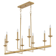 Eldorado 8 Light Linear Chandelier in Aged Brass