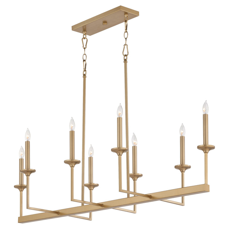 Eldorado 8 Light Linear Chandelier in Aged Brass
