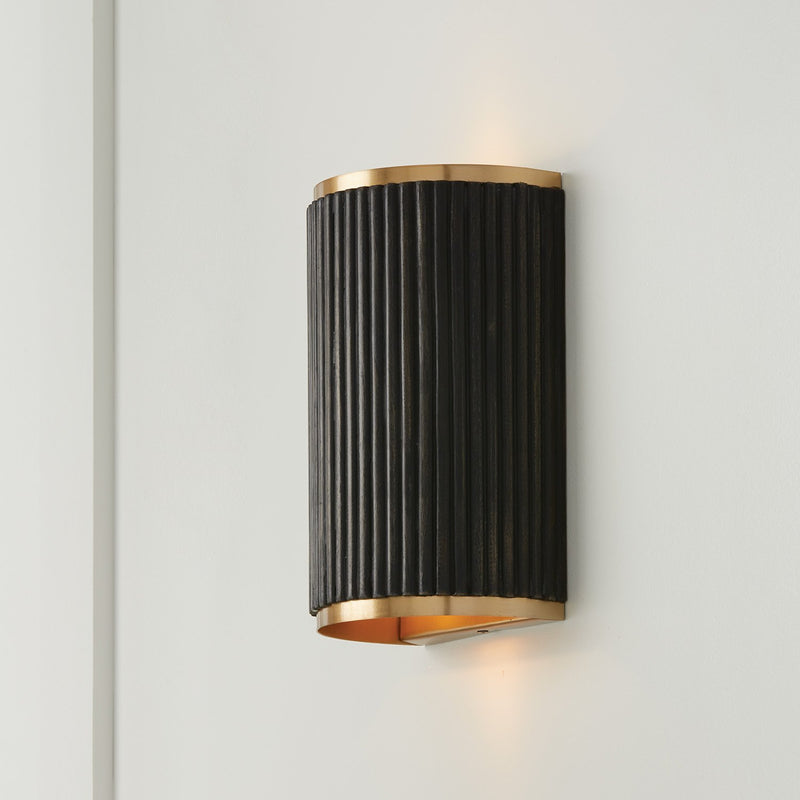 Donovan 2-Light Wall Sconce in Black Stain and Matte Brass