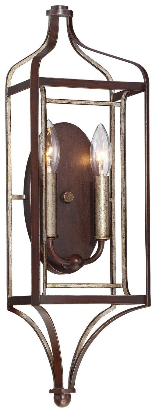 Astrapia 2-Light Wall Sconce in Dark Rubbed Sienna w/Aged Silver