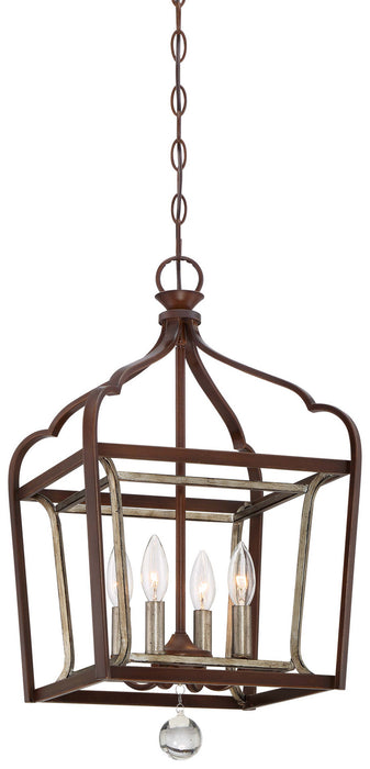 Astrapia 4-Light Pendant in Dark Rubbed Sienna with Aged Silver - Lamps Expo
