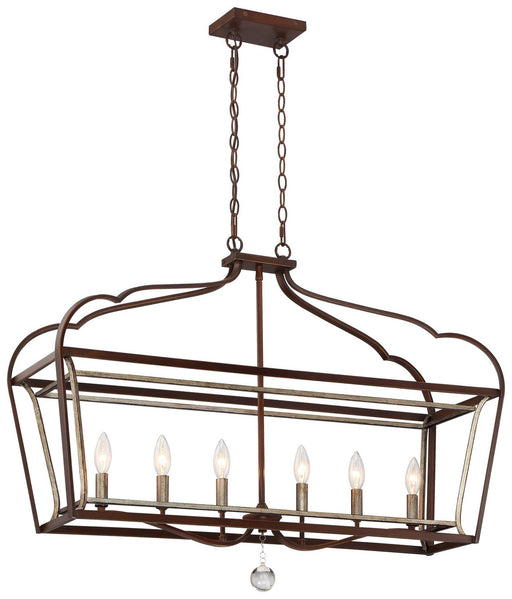 Astrapia 6-Light Island Chandelier in Dark Rubbed Sienna w/Aged Silver