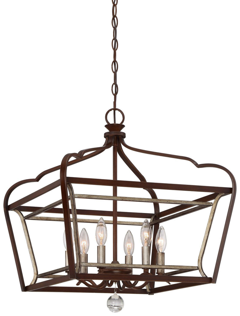 Astrapia 6-Light Chandelier in Dark Rubbed Sienna w/Aged Silver