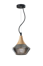 Elsie Mini Pendant in Black & Natural Wood