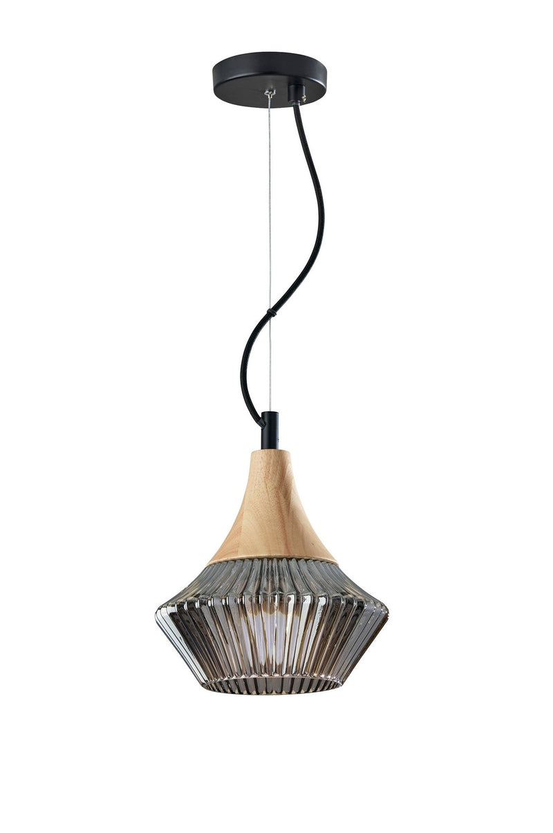 Elsie Mini Pendant in Black & Natural Wood