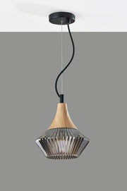 Elsie Mini Pendant in Black & Natural Wood