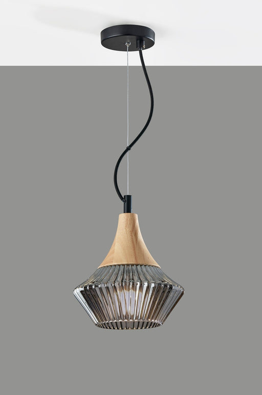 Elsie Mini Pendant in Black & Natural Wood