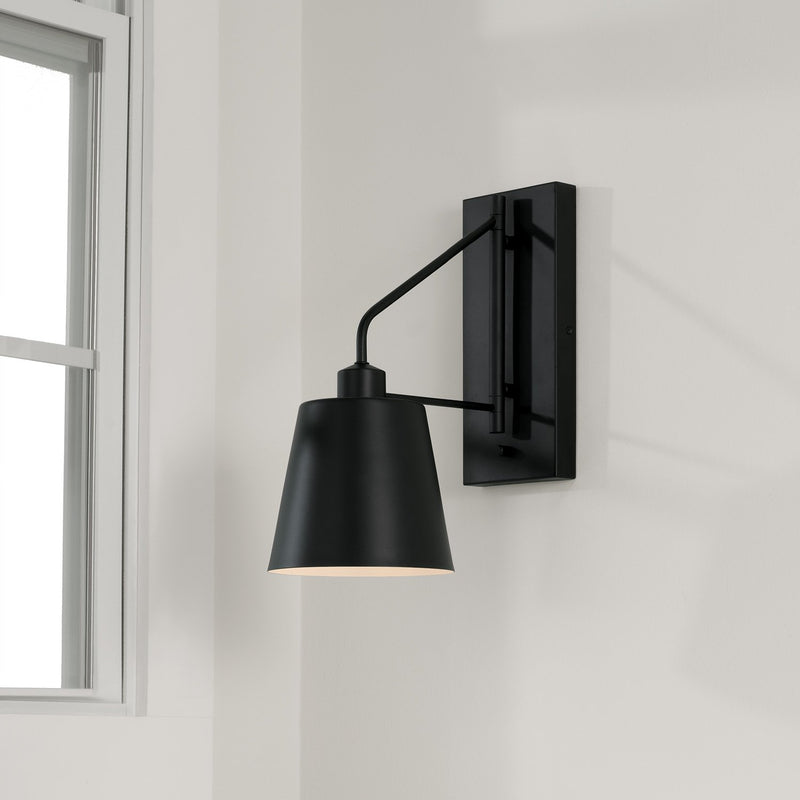 Alden Swing Arm Wall Lamp in Matte Black
