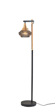 Elsie Floor Lamp in Black & Natural Wood