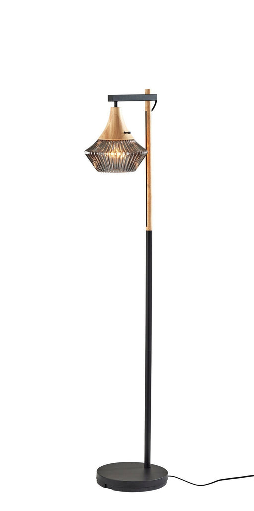 Elsie Floor Lamp in Black & Natural Wood